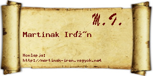 Martinak Irén névjegykártya